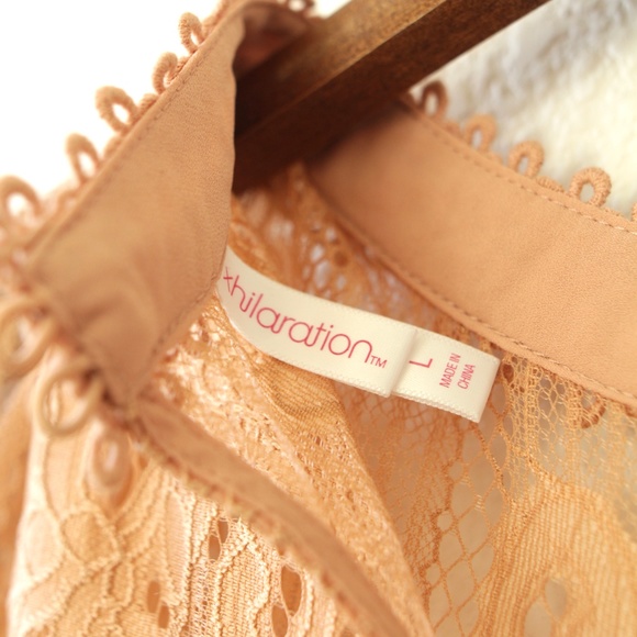NWT Xhilaration Babydoll Top Lace Peach Boho - Picture 4 of 7